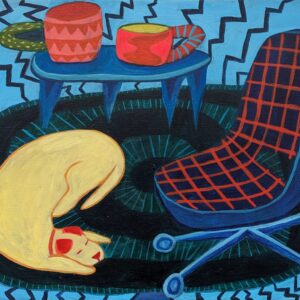 Acrylic Painting Blue Room Yellow Dog