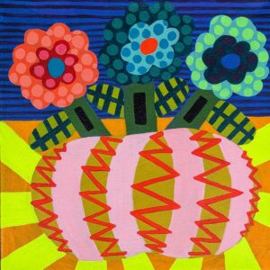 Acrylic Painting, A Trio Flower Pot