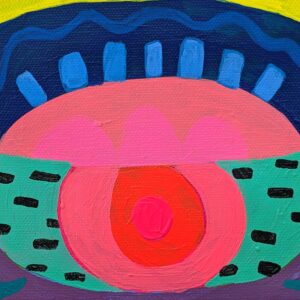 Acrylic Painting, Pink And Green Eye