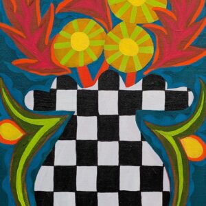 Acrylic Painting, Checkered Vase